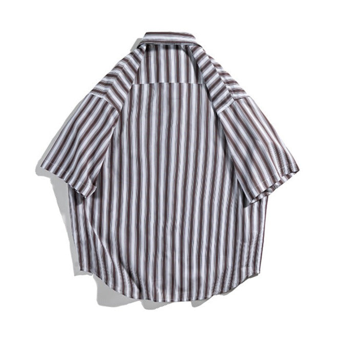 Classic striped work short-sleeved shirt