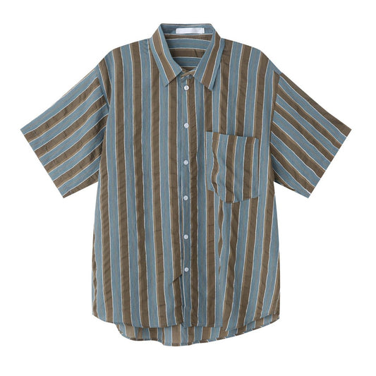 Fashion irregular striped short sleeve shirt