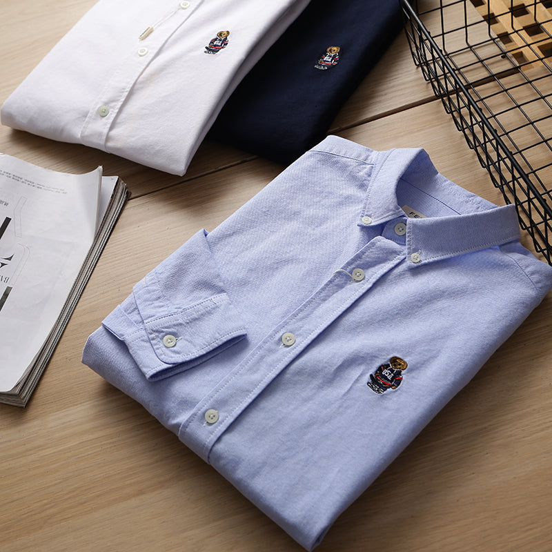 Embroidered breathable plain long sleeve shirt