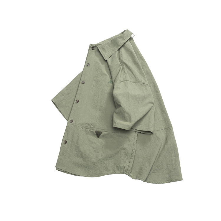 Retro Green Work Short Sleeve Shirt