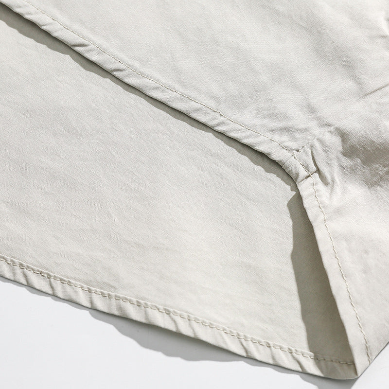 Retro plain loose work short sleeve shirt
