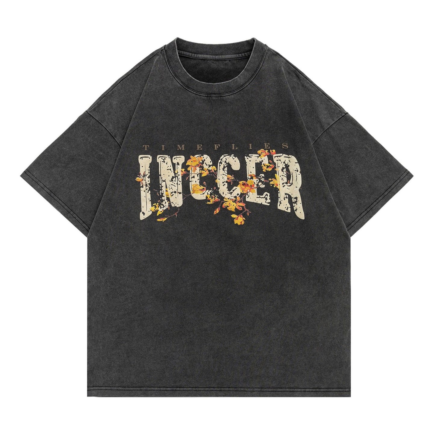 Cool alphabet floral short-sleeved T-shirt
