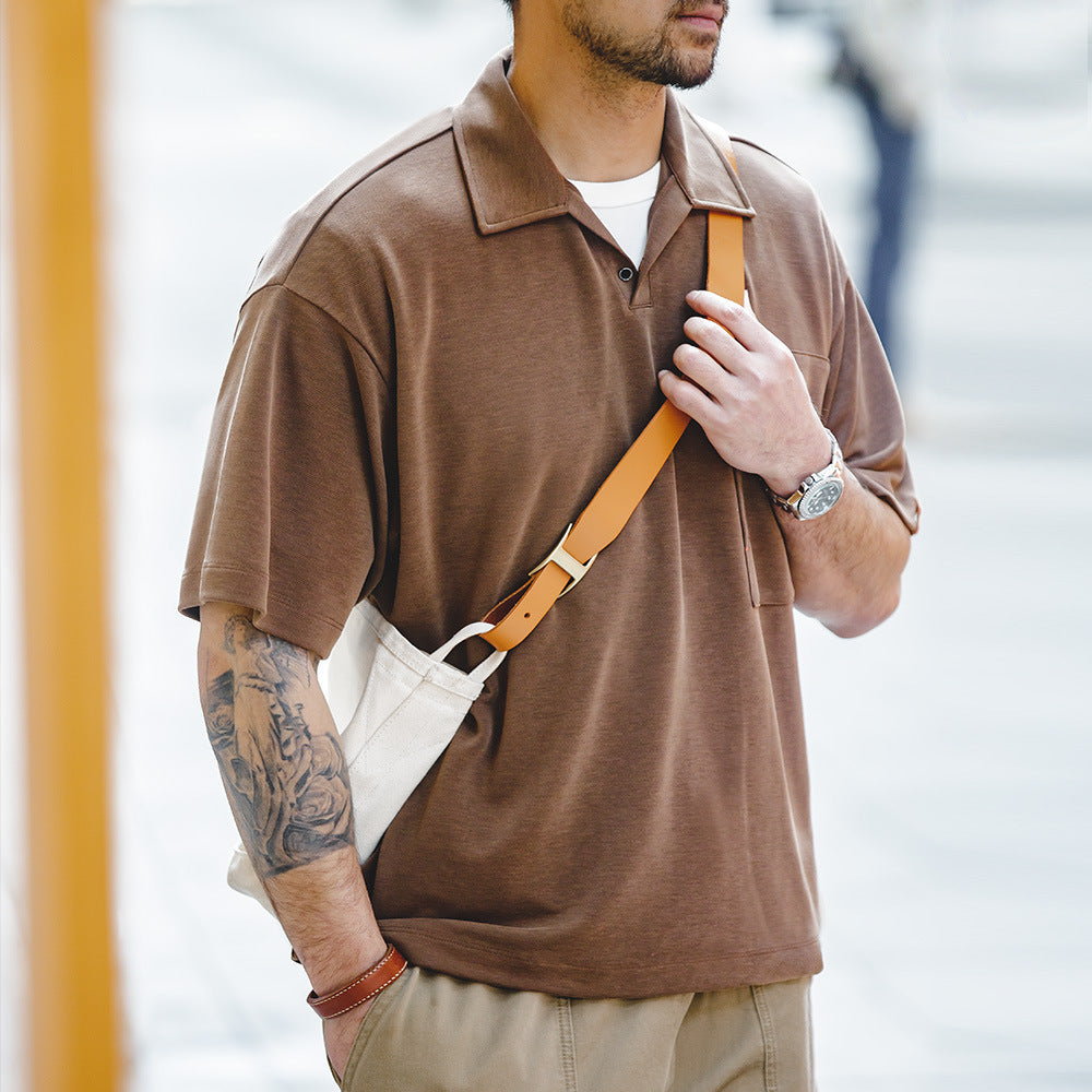 American casual retro modal polo shirt
