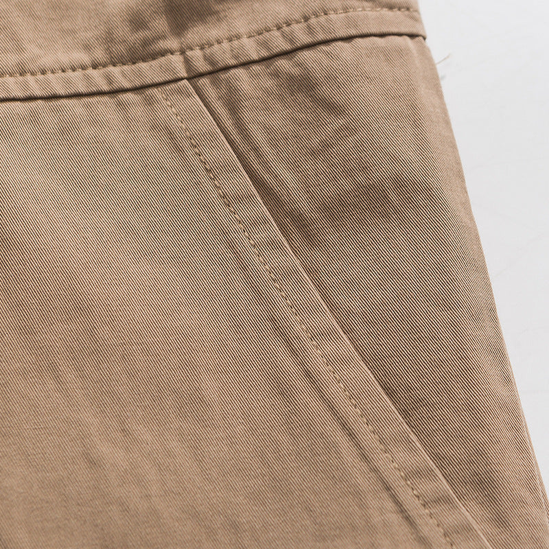 Plain multi-pocket work short-sleeved shirt
