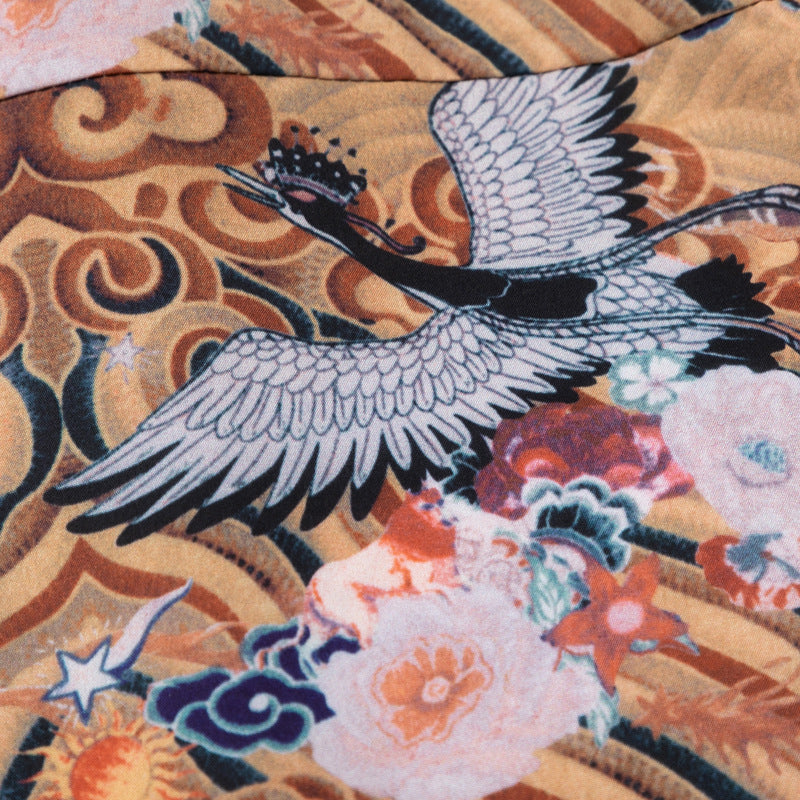 Ethnic "Crane" all-over print short-sleeved shirt