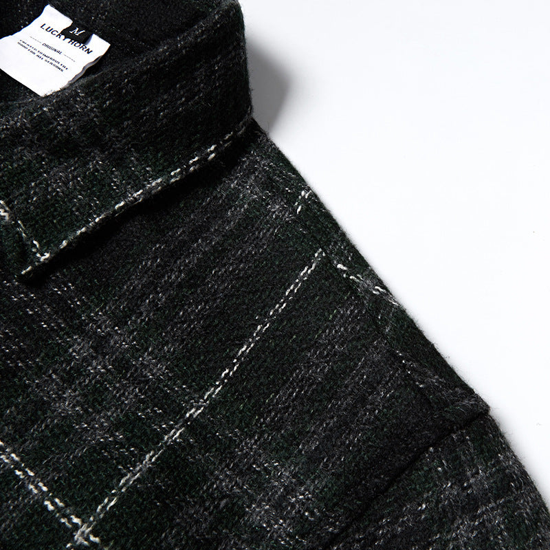 Classic check pattern pocket long sleeve shirt