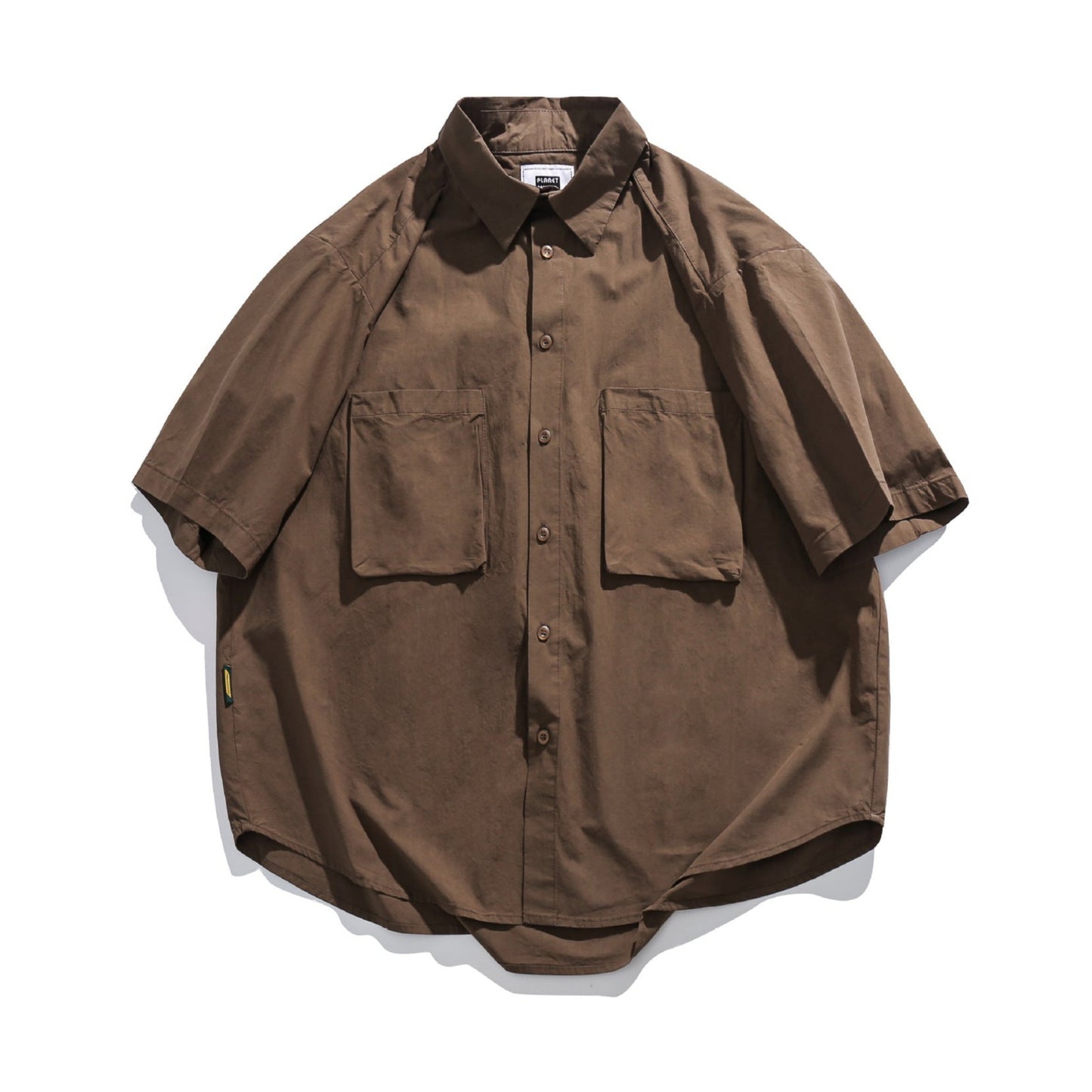 Solid color pocket work short sleeve shirt in four colors