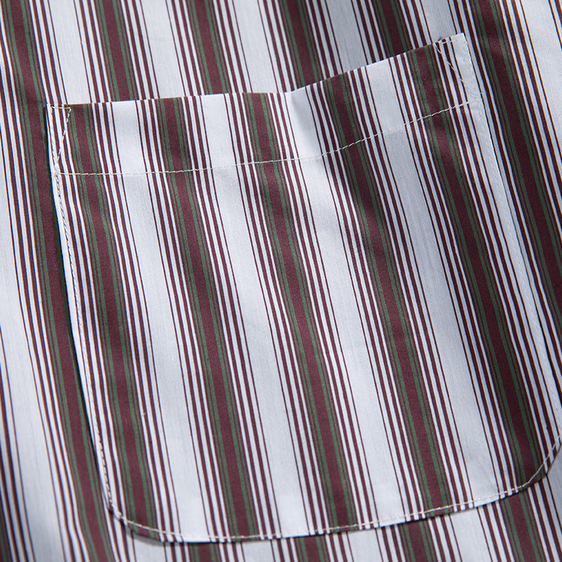 Classic striped work short-sleeved shirt