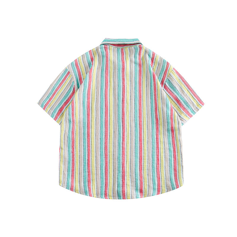 Rainbow Stripe Pocket Short Sleeve Shirt