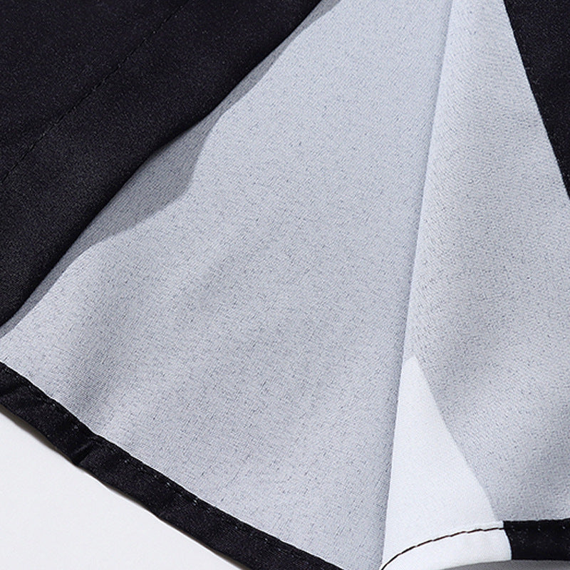 Classic black and white coconut yam short-sleeved shirt