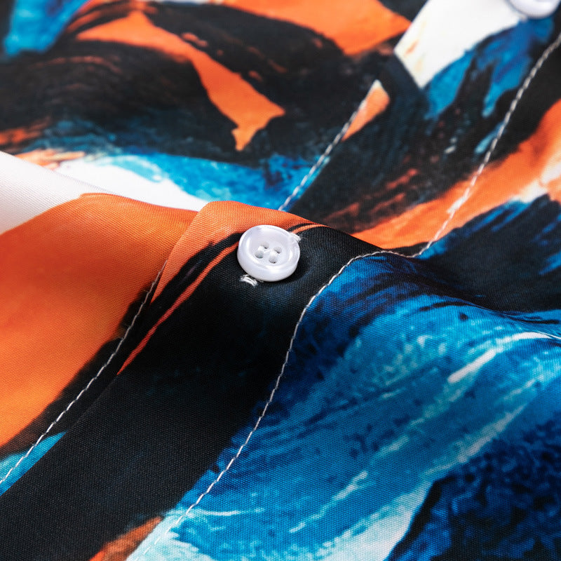Unique graffiti pattern aloha short sleeve shirt