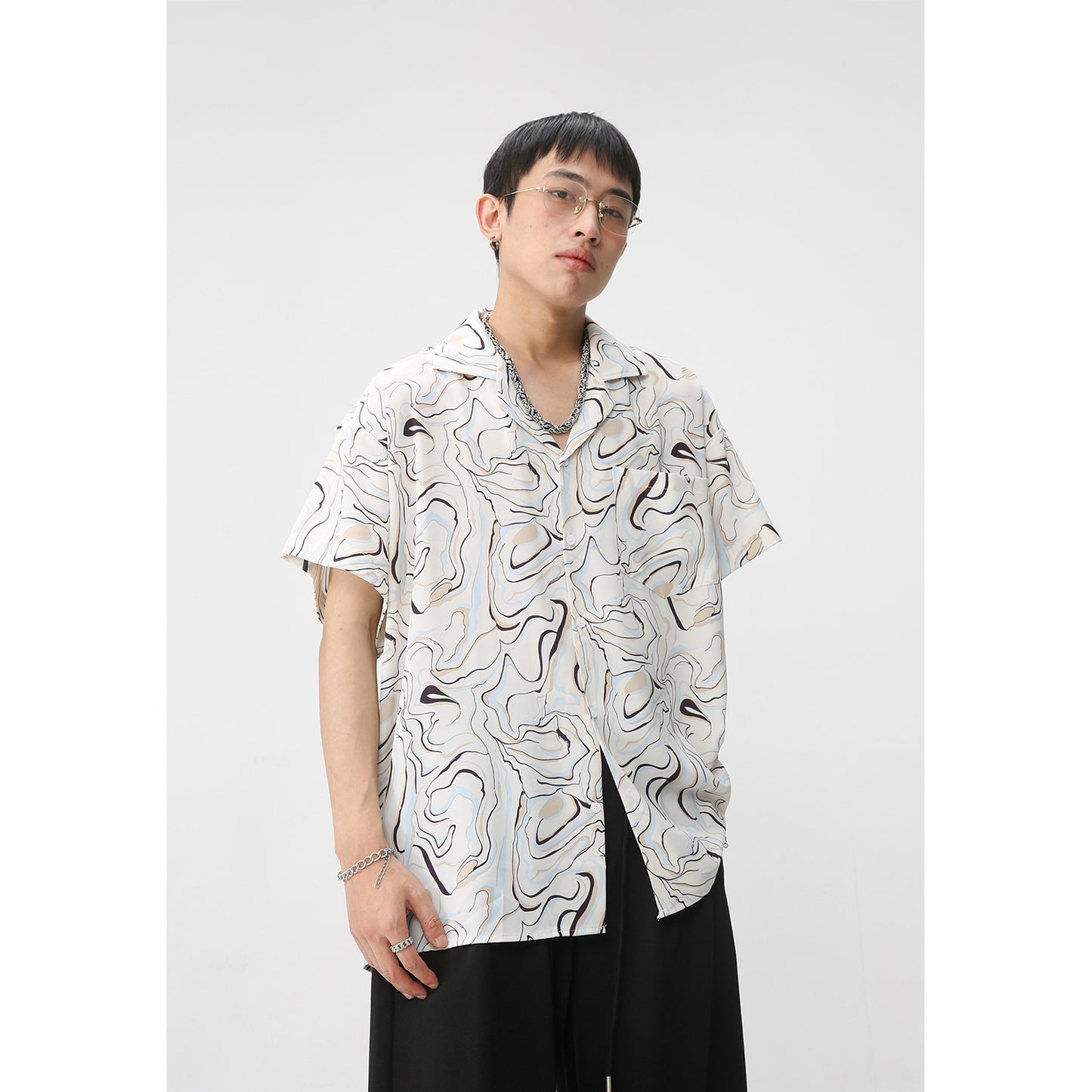 Vintage floral tie-dye short-sleeved shirt