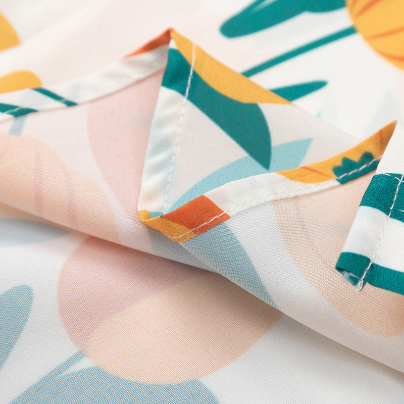 Holiday style tulip print short sleeve shirt