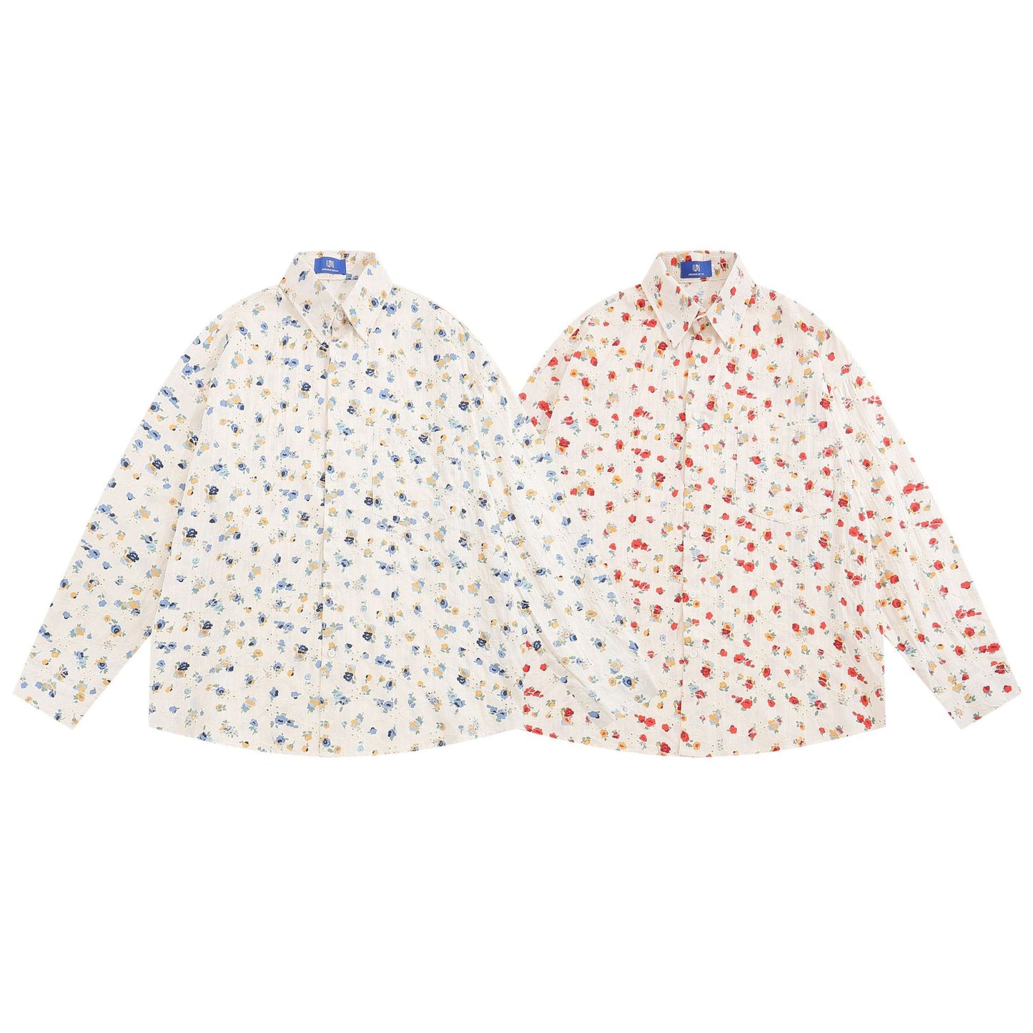 Retro small floral print long sleeve shirt
