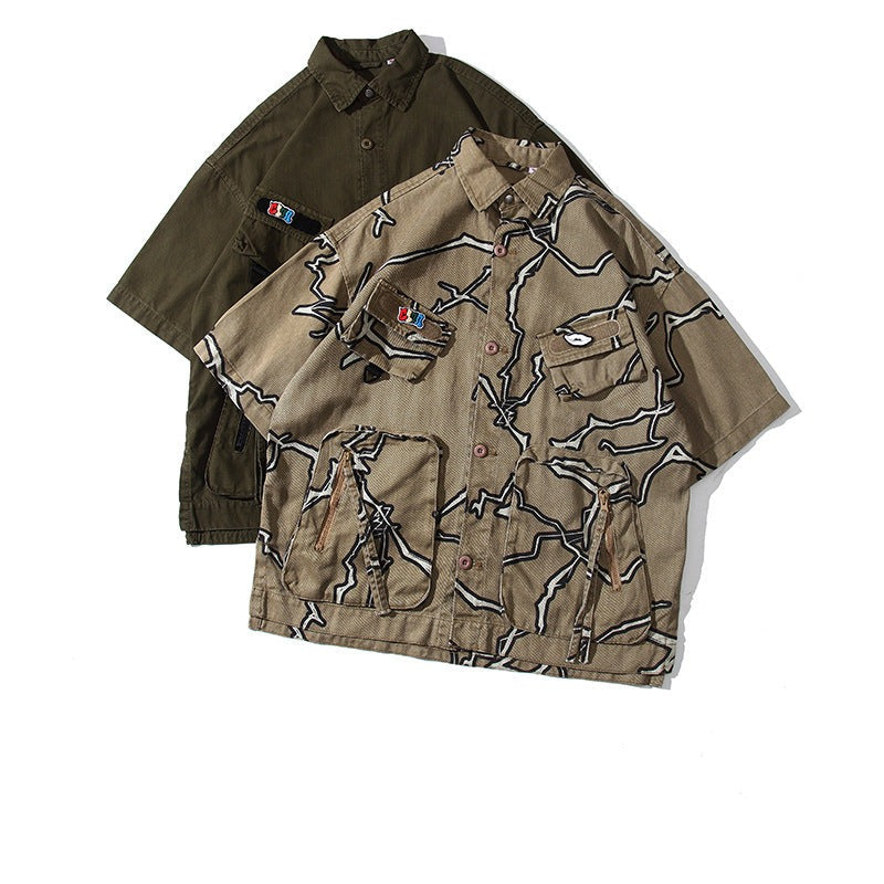Retro Camouflage Pocket Short Sleeve Shirt