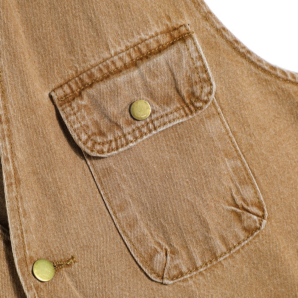 Classic multi-pocket denim work vest