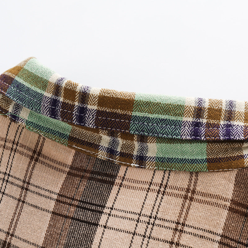 Reconstructed multi-colored irregular patchwork long-sleeved shirt