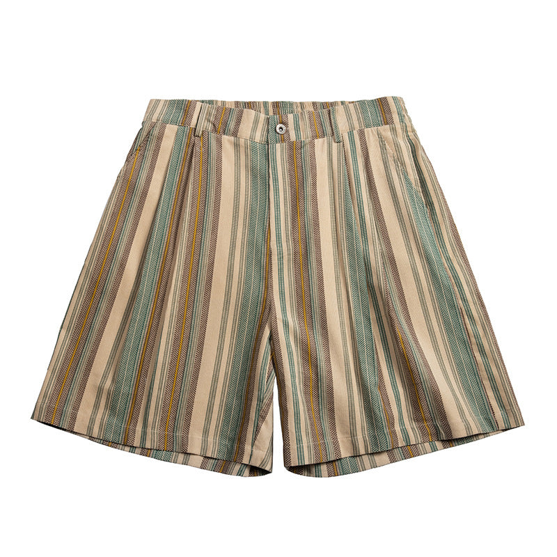 Color-coordinated striped casual shorts