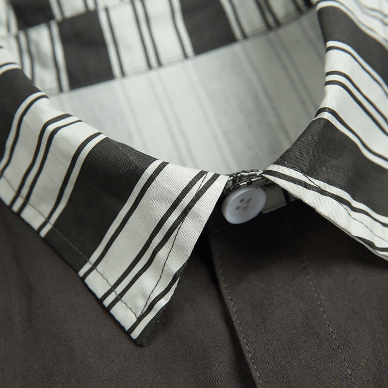 Retro striped long-sleeved work shirt