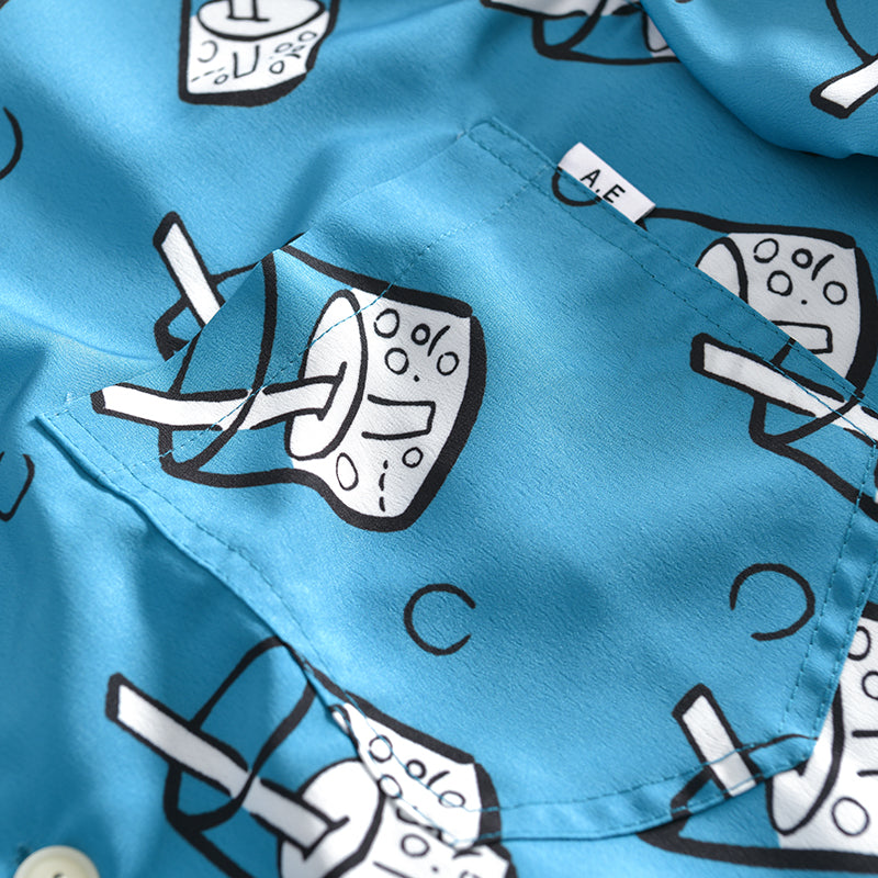 Cartoon Cola Print Cuban Shirt
