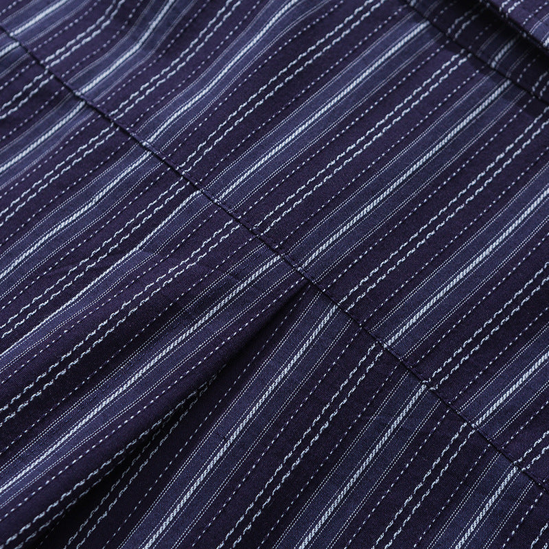 Luxurious classic striped long-sleeved work shirt