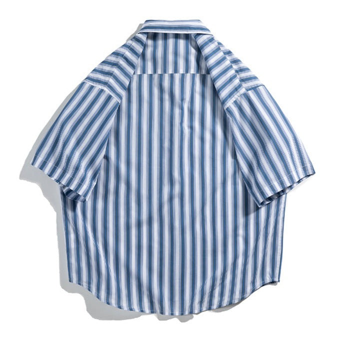Classic striped work short-sleeved shirt