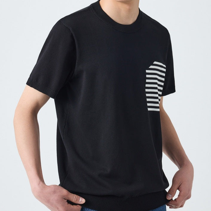 High-quality new striped pocket T-shirt