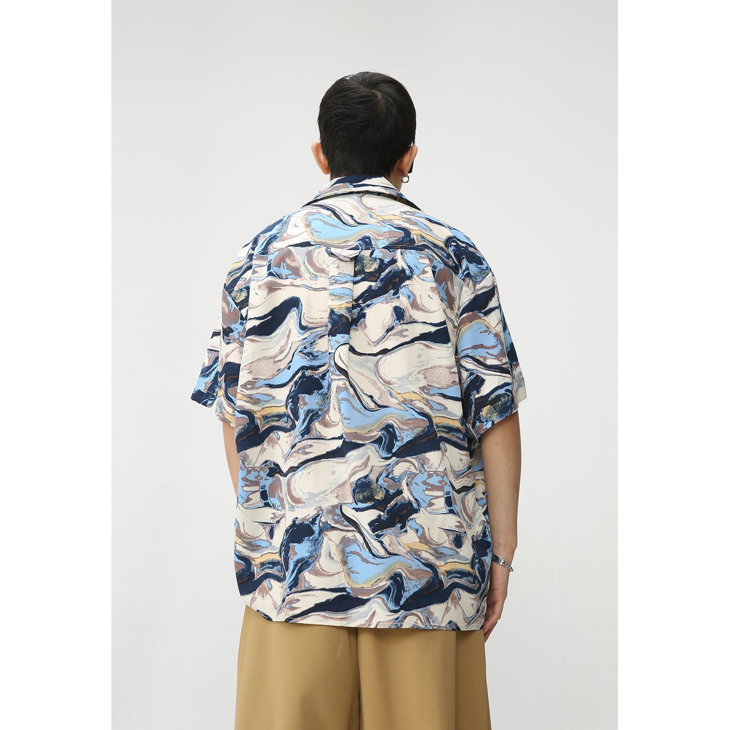 Tie-dye retro print short-sleeved shirt