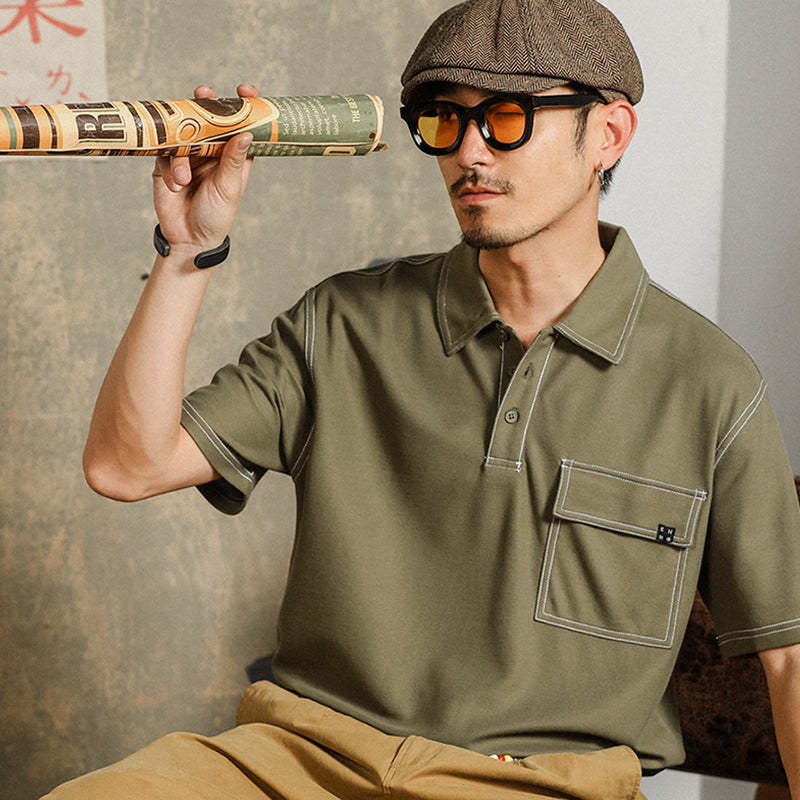 Classic plain pocket polo shirt