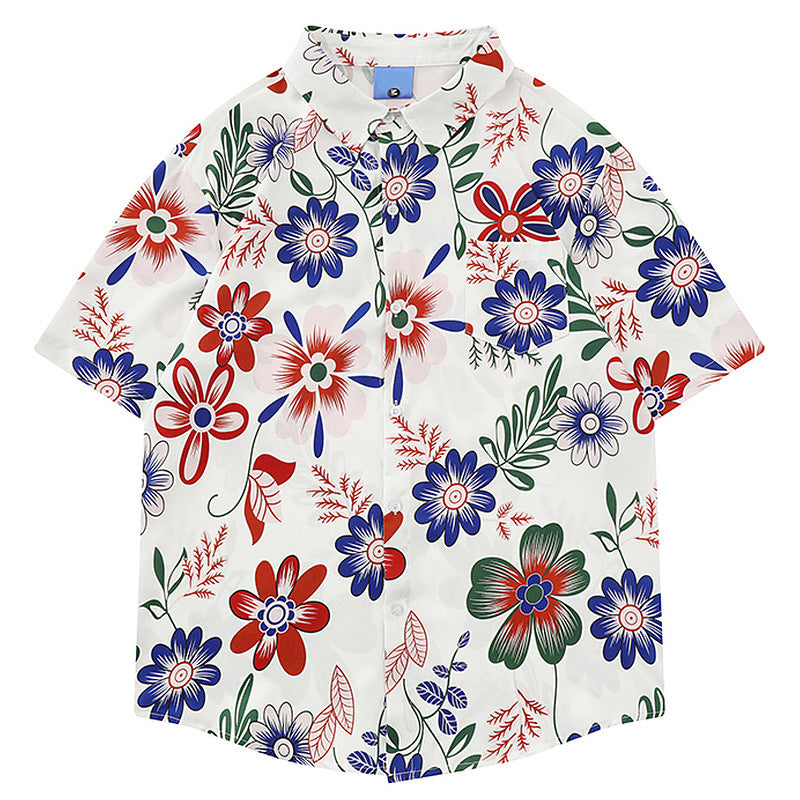 Retro Hawaiian floral short-sleeved all-over print shirt