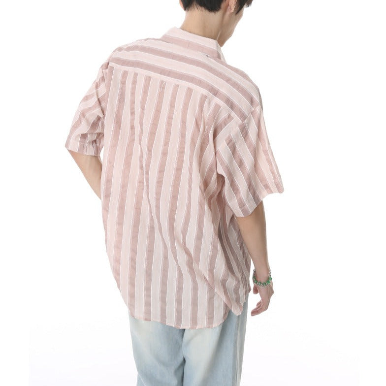 Fashion irregular striped short sleeve shirt