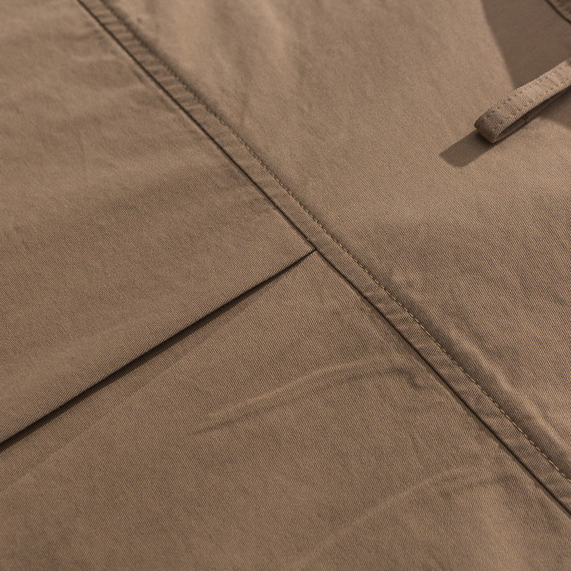 Plain multi-pocket work short-sleeved shirt