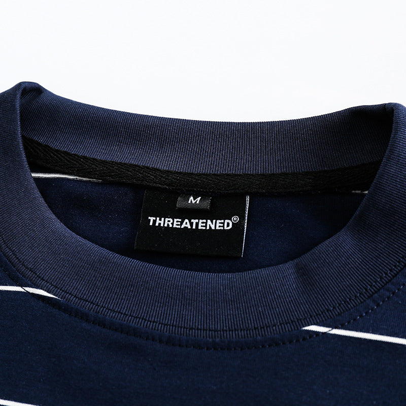 Easy-to-match striped embroidered long-sleeved T-shirt