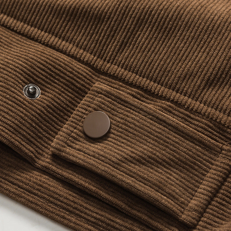 Plain corduroy folded neck jacket
