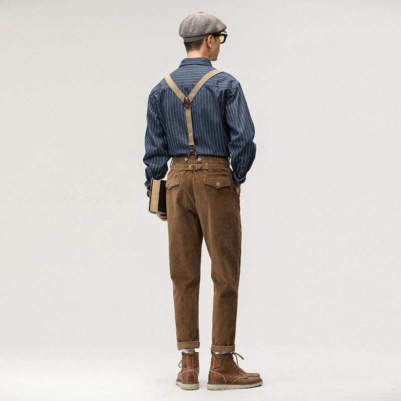 Plain American Casual Corduroy Overalls