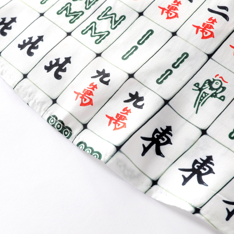 Mahjong print all-over breathable lightweight open-collar shirt
