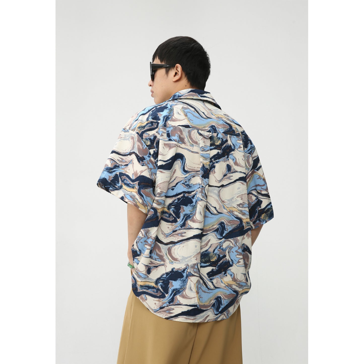 Tie-dye retro print short-sleeved shirt