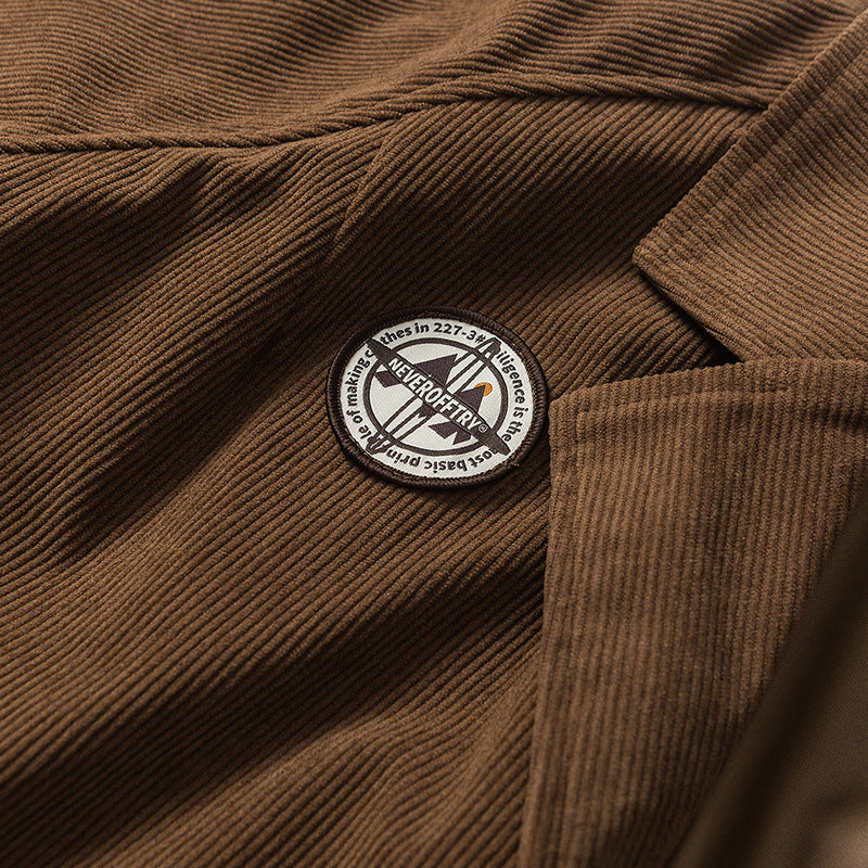Plain corduroy folded neck jacket