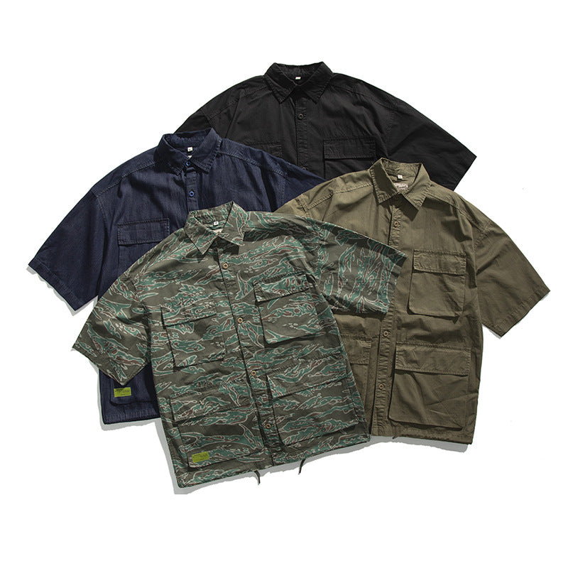 Retro Camouflage Pocket Short Sleeve Shirt