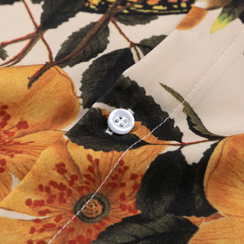 Retro "Sunflower" all-over print short-sleeved shirt