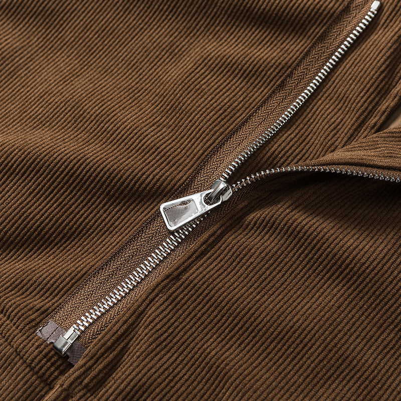 Plain corduroy folded neck jacket