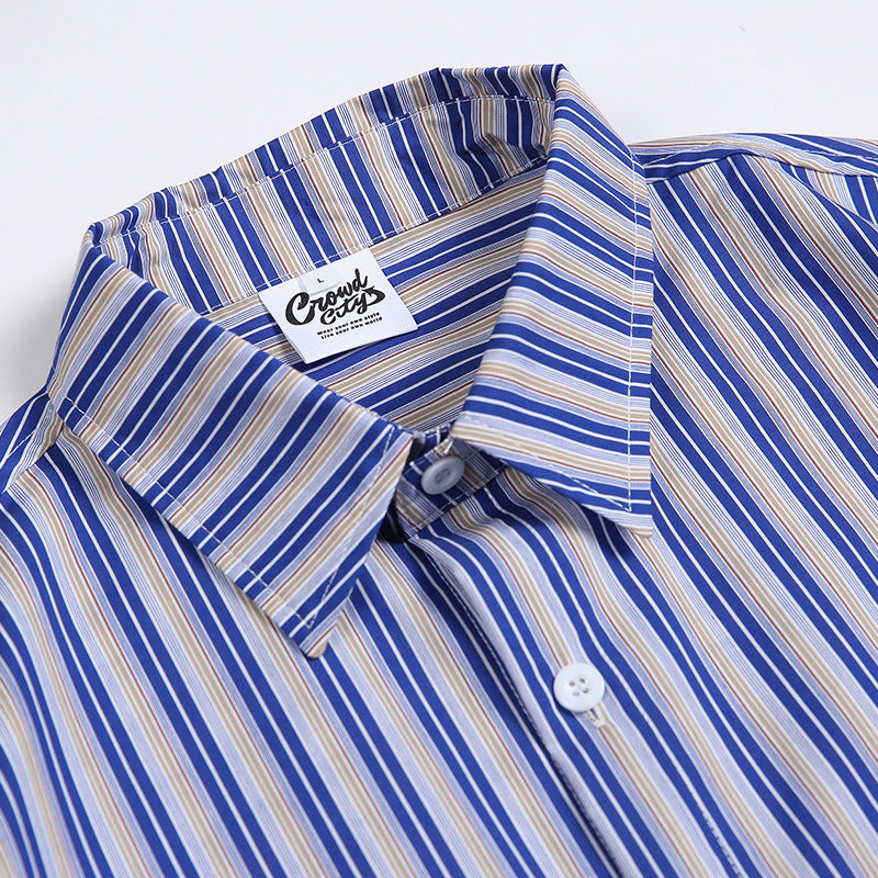 Classic striped work short-sleeved shirt