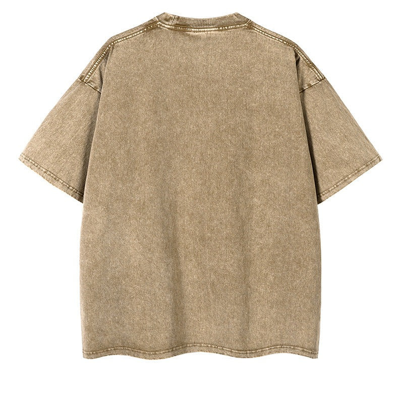 Tie-dye wash and distressed T-shirt in five colors