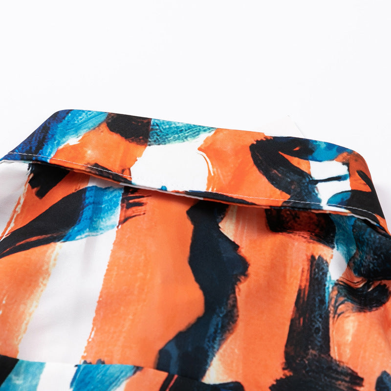 Unique graffiti pattern aloha short sleeve shirt