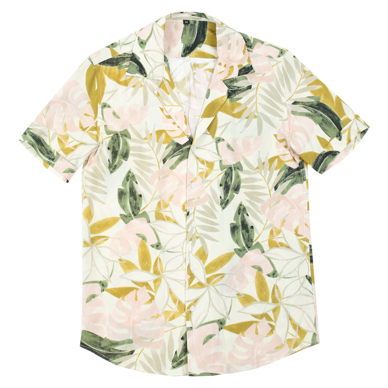 Cuban-colored floral print aloha shirt