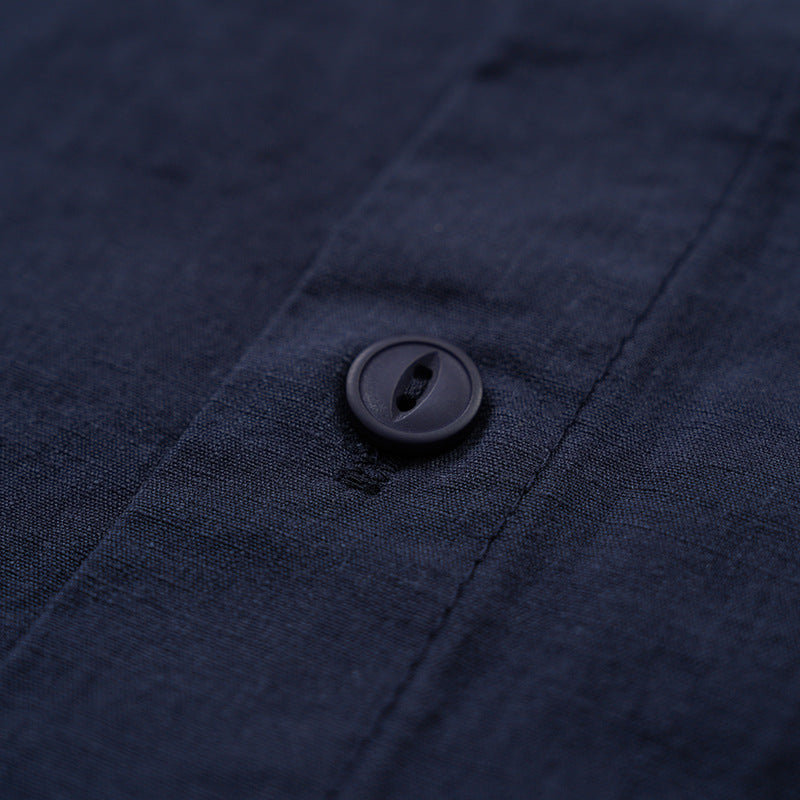 Vintage-style all-over pattern Chinese button-down shirt