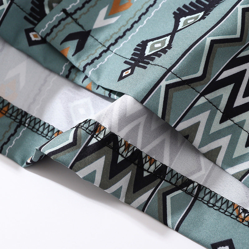 Cuban-colored colorful geometric pattern aloha shirt