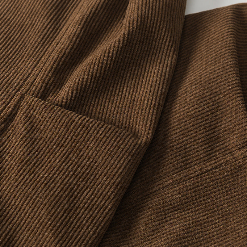 Plain corduroy folded neck jacket