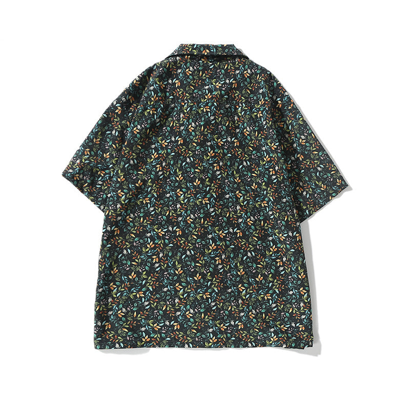 Branch and leaf print aloha shirt
