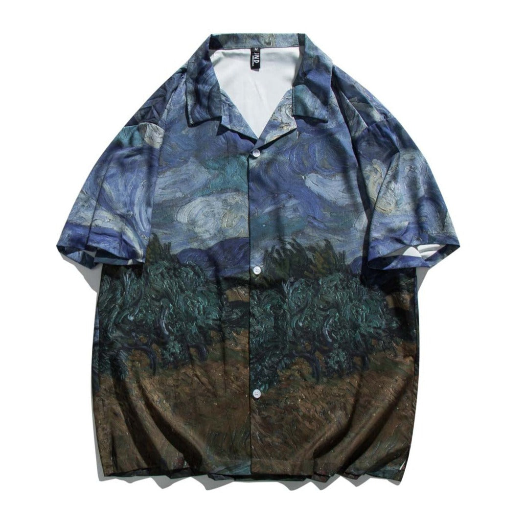 Cuban color retro all-over print aloha shirt short sleeve